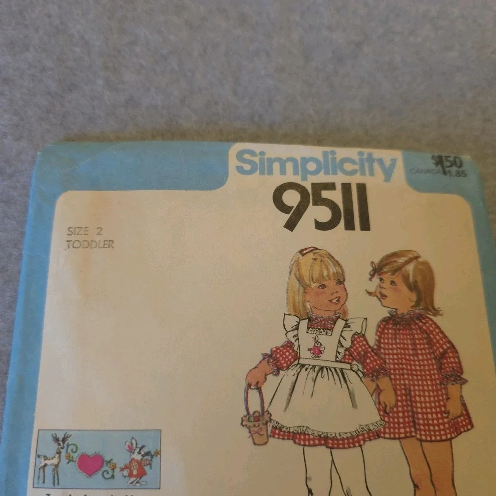 Vintage Simplicity 9511 Sewing Pattern Toddler Size‎ 2 Dress & Pants UNCUT 1970s